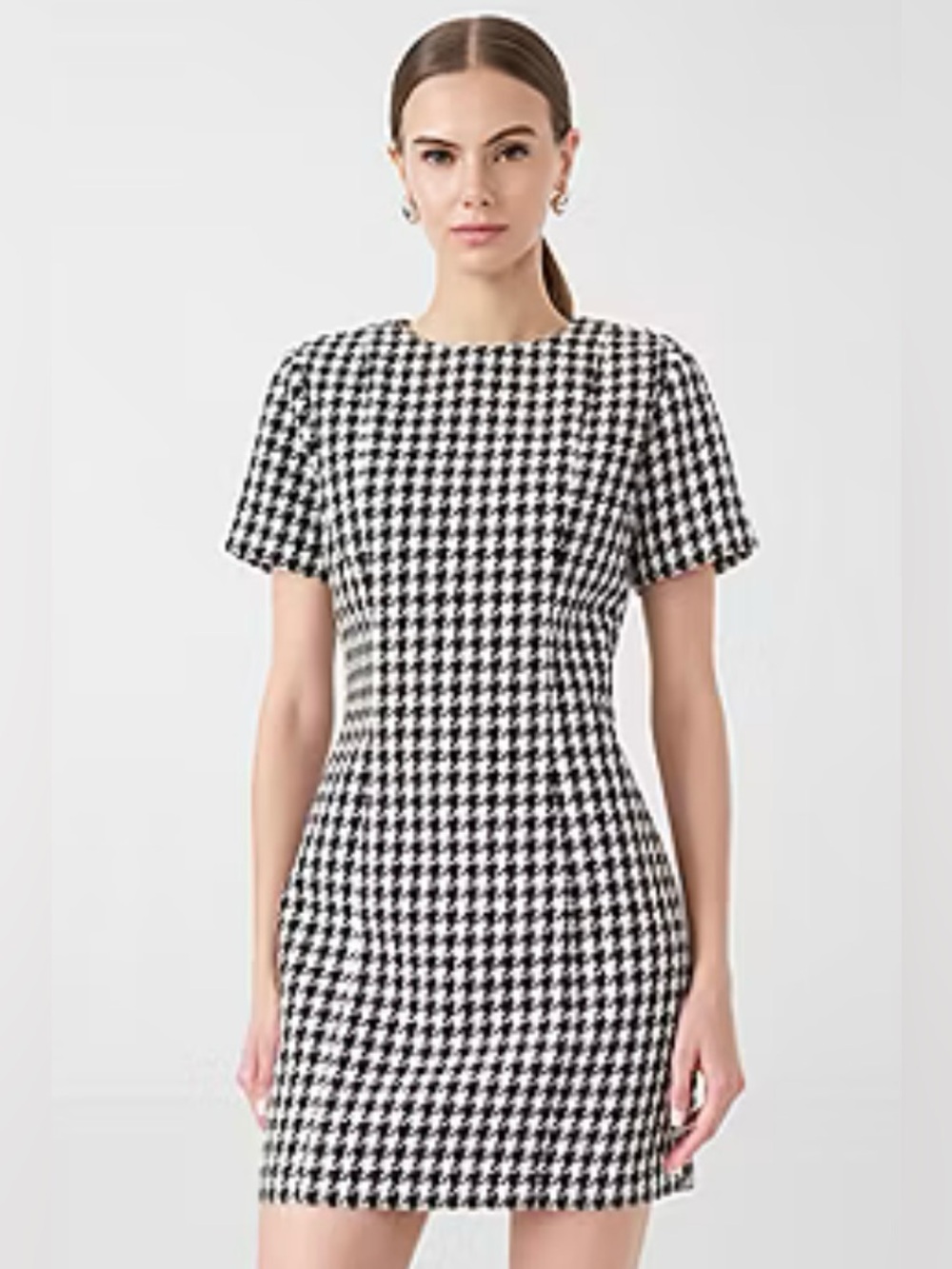NWT Rebecca Minkoff Round neck Black and White Houndstooth Dress